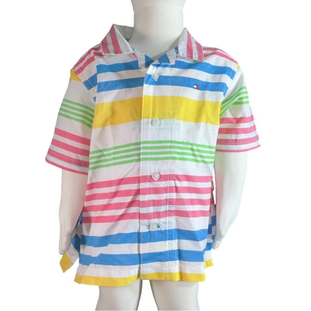 Tommy Hilfiger Pink and Blue Button Down Shirt Kids NWT Sz 6